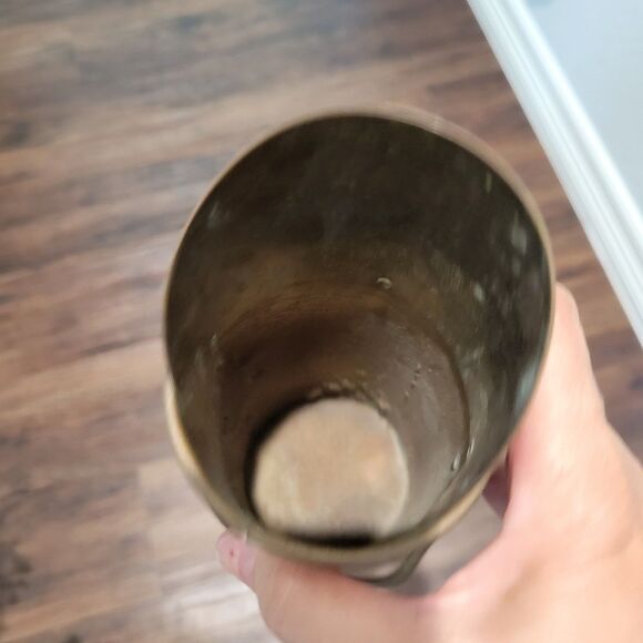 Vintage Brass And Copper Rustic Match Stick Holder Striker + Handle 8” MCM Old - Picture 10 of 13